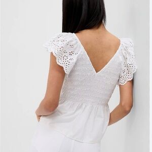 White Eyelet Peplum Top
